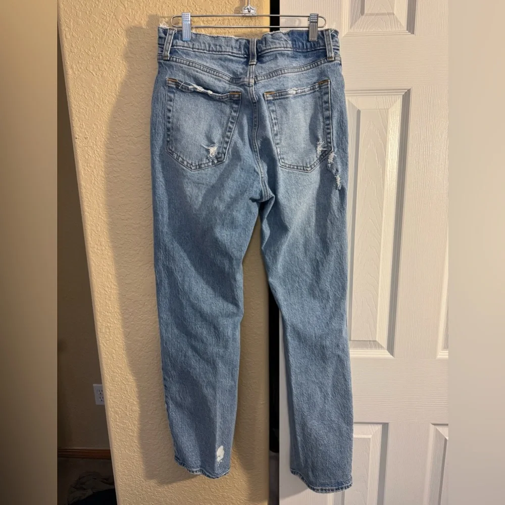 Abercrombie & Fitch The Dad High Rise Distressed Straight Leg Jeans 28/6R